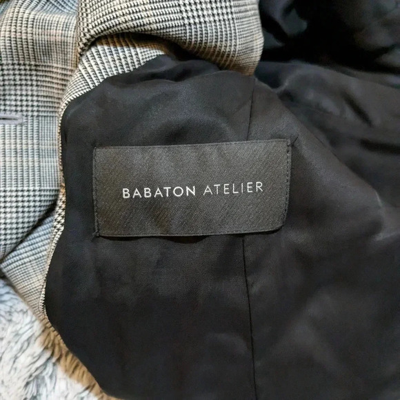 Aritzia Babaton Samuel Blazer Houndstooth Plaid Black White 00 Double Breasted - Picture 10 of 12